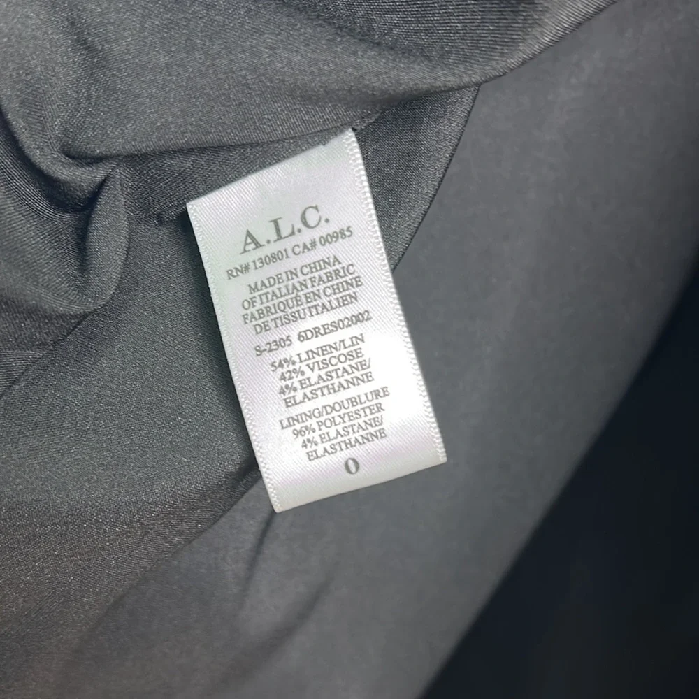 A.L.C Nora off shoulder linen ruffle ruched mid-calf little black dress - Picture 10 of 13